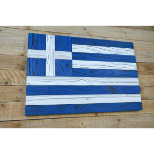 Greek flag made of old wood