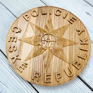 Znak Policie České republiky - Jasan - přírodní - lesk - průměr 30cm
