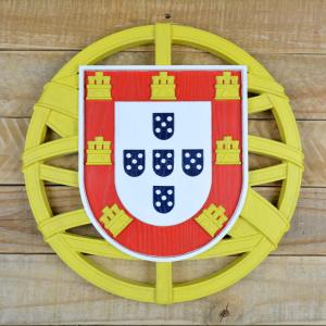 State emblem of Portugal made of solid wood - Ash - hand painted - diameter 30cm