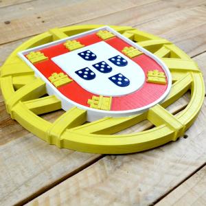 State emblem of Portugal made of solid wood - Ash - hand painted - diameter 30cm