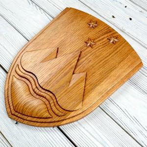 Státní znak Slovinska - Dub - mořidlo Jatoba - lesk - výška 30cm