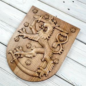 National emblem of Finland - Ash - tobacco stain - gloss - height 30cm