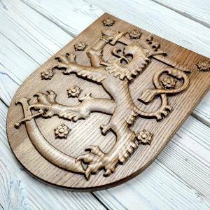 National emblem of Finland - Ash - tobacco stain - gloss - height 30cm