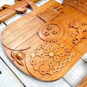 National emblem of Spain - Ash tree - tobacco stain - semi-gloss - height 50cm