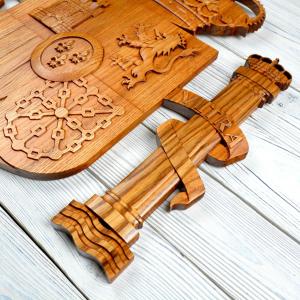 National emblem of Spain - Ash tree - tobacco stain - semi-gloss - height 50cm