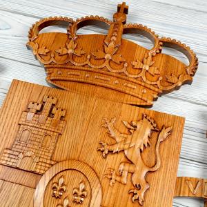 National emblem of Spain - Ash tree - tobacco stain - semi-gloss - height 50cm