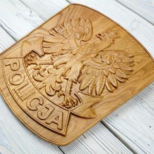 Polish Police emblem - Oak - natural - semi-gloss - height 30 cm