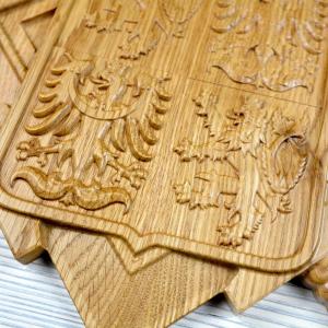 Emblem of the Czech Army - Oak - natural - semi-gloss - height 30 cm