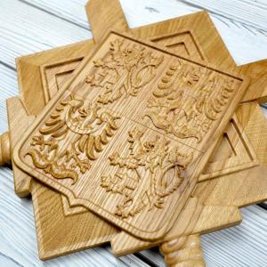 Emblem of the Czech Army - Oak - natural - semi-gloss - height 30 cm