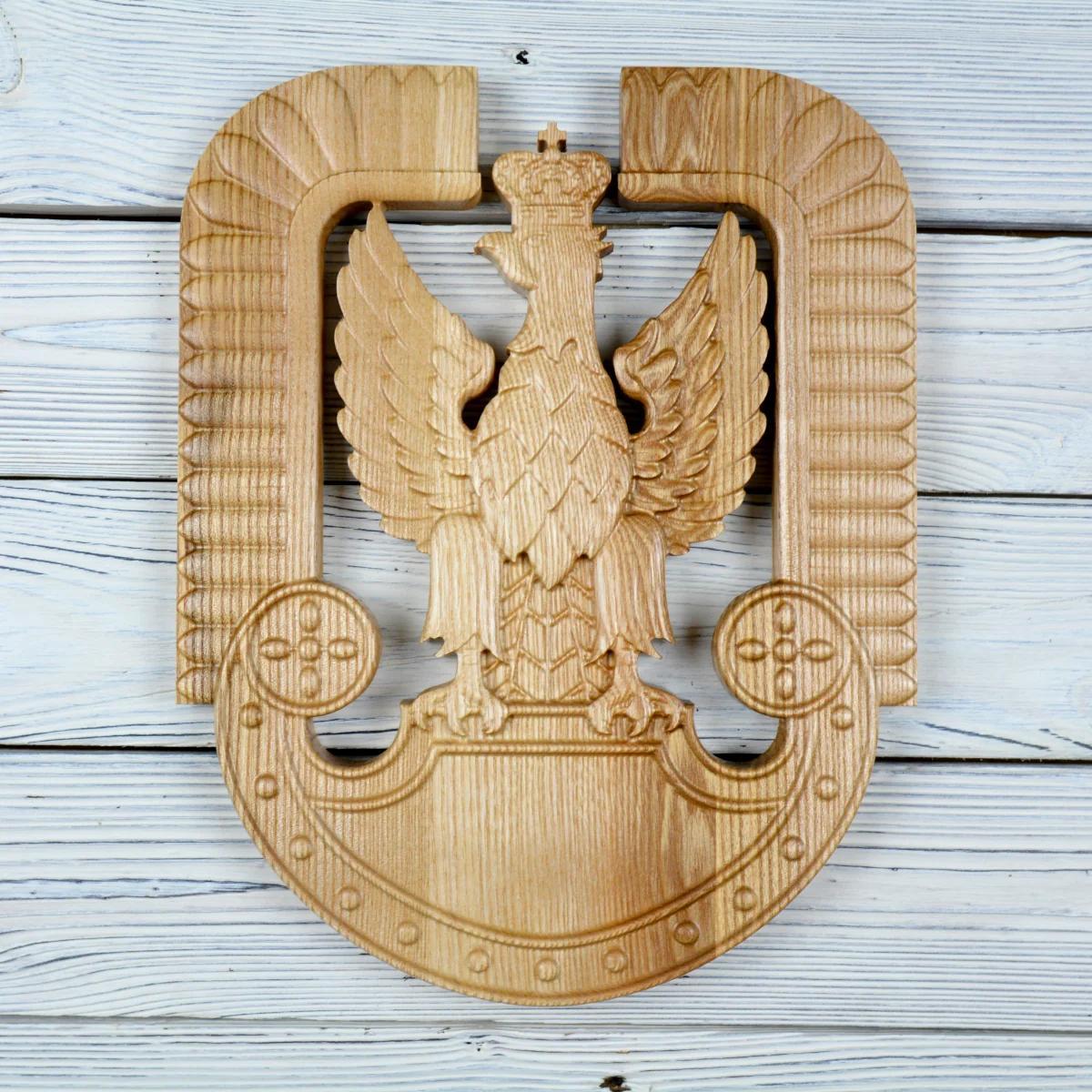 Polish Army Air Force emblem - Ash wood - natural - semi-gloss - height 30 cm