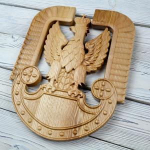 Polish Army Air Force emblem - Ash wood - natural - semi-gloss - height 30 cm