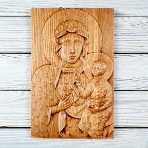 Polish Madonna Częstochowa - Ash - Jatoba stain - Semi-gloss - Height 30 cm