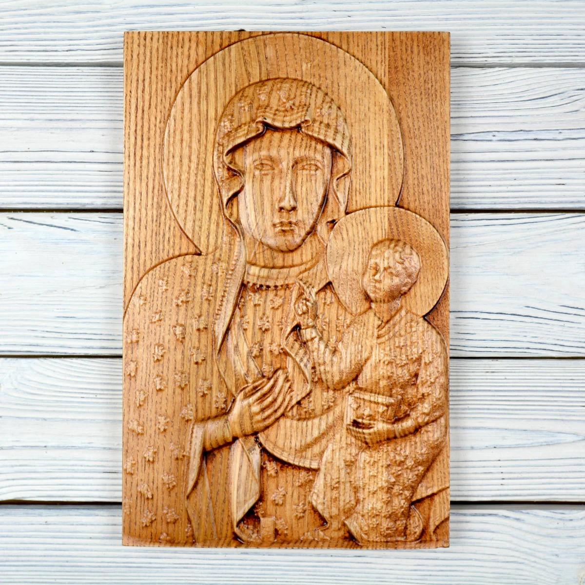 Polská madonka Częstochowa - Jasan - mořidlo jatoba - pololesk - výška 30cm