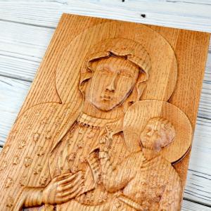 Polská madonka Częstochowa - Jasan - mořidlo jatoba - pololesk - výška 30cm