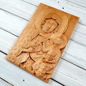 Polská madonka Częstochowa - Jasan - mořidlo jatoba - pololesk - výška 30cm