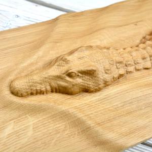 Plouvoucí krokodýl z masivního dřeva - Dub - přírodní - matný - délka 90cm