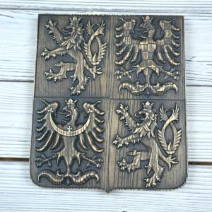 State emblem of the Czech Republic made of solid wood - Ash - stain Graphite - matt - height 20cm