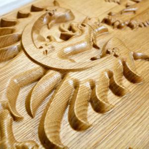 State emblem of the Czech Republic made of solid wood - Oak - natural - gloss - height 60cm