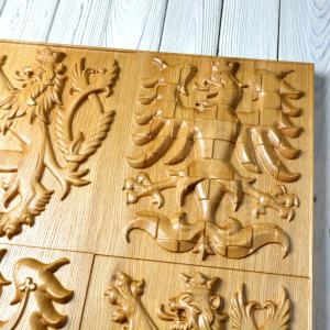 State emblem of the Czech Republic made of solid wood - Oak - natural - gloss - height 60cm