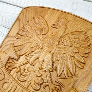 Polish Police emblem - Oak - natural - semi-gloss - height 30 cm