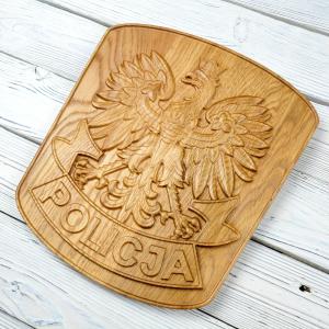 Polish Police emblem - Oak - natural - semi-gloss - height 30 cm