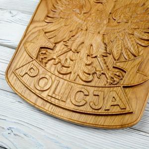 Znak Policie Polska - Dub - přírodná - pololesk - výška 30cm