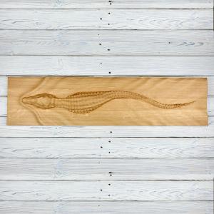 Swimming crocodile made of solid wood - Oak - natural - matte - length 90 cm