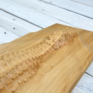 Swimming crocodile made of solid wood - Oak - natural - matte - length 90 cm