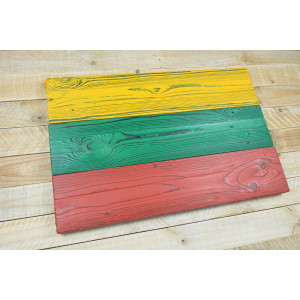 Lithuanian flag made of old wood