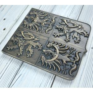 State emblem of the Czech Republic made of solid wood - Ash - stain Graphite - matt - height 20cm