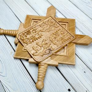 Emblem of the Czech Army - Oak - natural finish - semi-gloss - height 30 cm