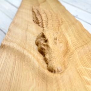 Swimming crocodile made of solid wood - Oak - natural - matte - length 90 cm