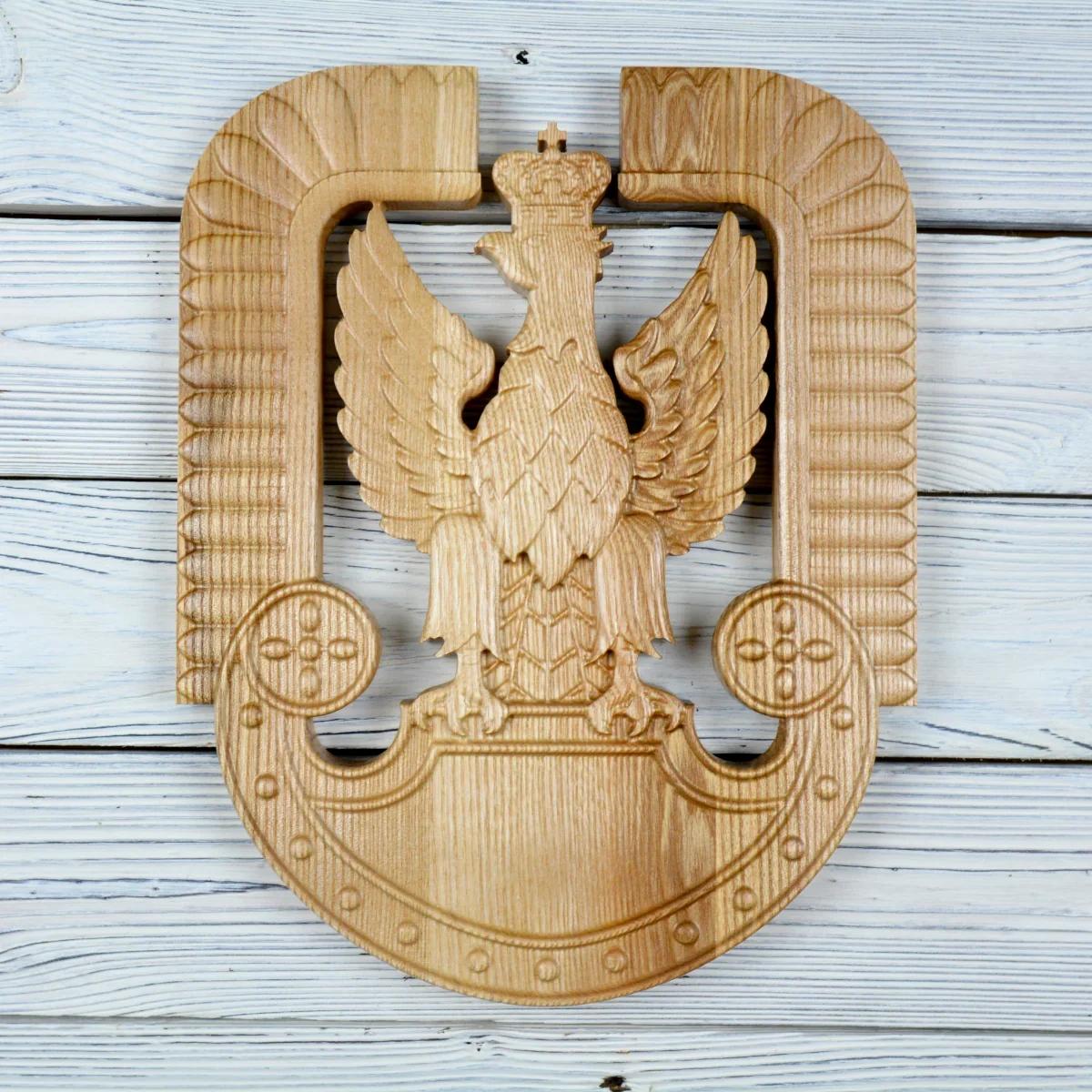Polish Army Air Force emblem - Ash wood - natural - semi-gloss - height 30 cm