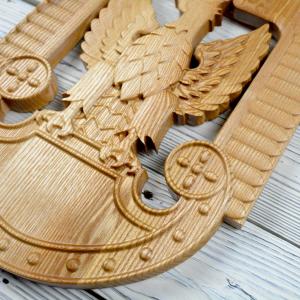 Polish Army Air Force emblem - Ash wood - natural - semi-gloss - height 30 cm