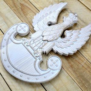 Polish Army Land Forces Emblem - Jasan - white stain - semi-gloss - height 30 cm