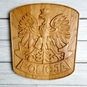 Polish Police emblem - Oak - natural - semi-gloss - height 30 cm