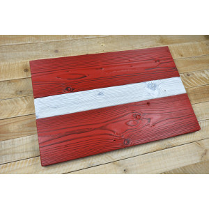Latvian flag made of old wood