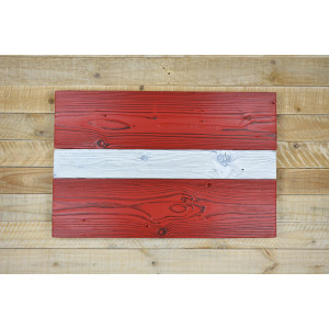 Latvian flag made of old wood