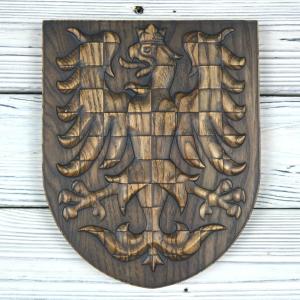 Dřevená Moravská orlice - Jasan - mořidlo Grafit - matný - výška 20cm