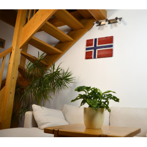 Norwegian flag made of old wood