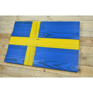 Swedish flag made of new wood