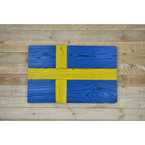 Swedish flag made of old wood
