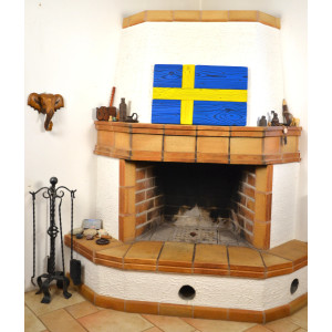 Swedish flag made of old wood