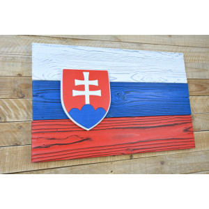 Slovak flag made of old wood