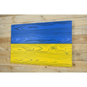 Ukrainian flag made of new wood