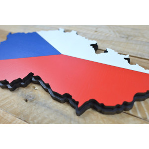 Czech Republic in wood - layered flag in the shape of state borders