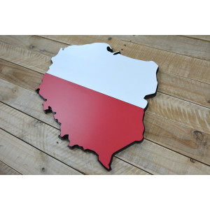 Poland in wood - layered flag in the shape of national borders