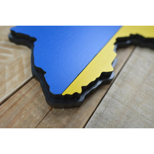 Ukraine in wood - layered flag in the shape of state borders