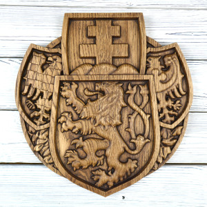 Czechoslovak Legion sign made of solid wood - Oak - stain Tobacco - matt - height 30cm