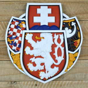 Znak Československé legie z masivního dřeva - Jasan - malovaný - výška 30cm